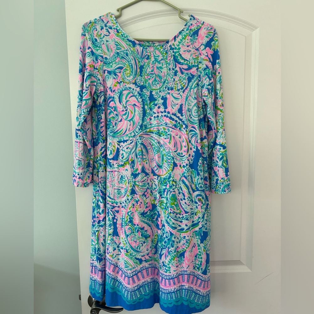 Lilly Pulitzer Blue, Pink & Green Paisley A-Line Dress